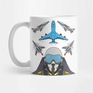 Cool Fighter Pilot Design with Jets and Airplane Mug